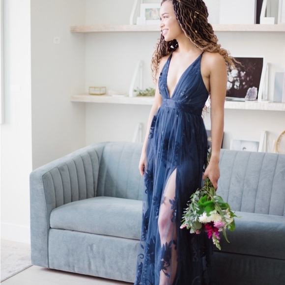 Luxxel Haley Deep Blue Maxi Dress - Picture 1 of 11